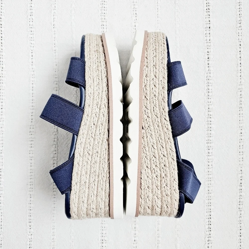 Dolce Vita Espadrille Platform Sandals Shoes Elastic Ankle Straps Navy 6 NEW - Picture 4 of 10